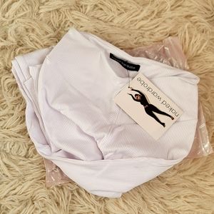 NWT Naked Wardrobe White Ribbed High Waist Leggings
